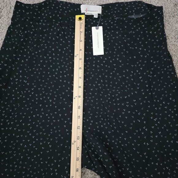 Anthropologie Skirted Wide-Leg Pants 12 Black Floral Flowy Boho Preppy Elegant - Picture 5 of 11